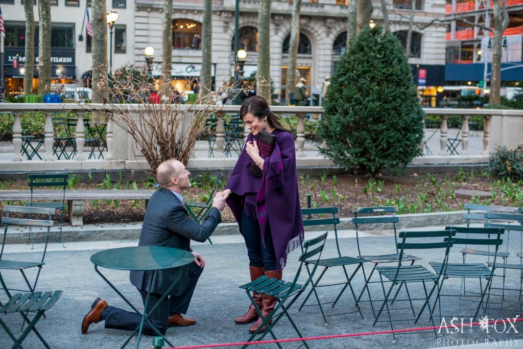 Bryant Park proposal photography in New York City, NYC