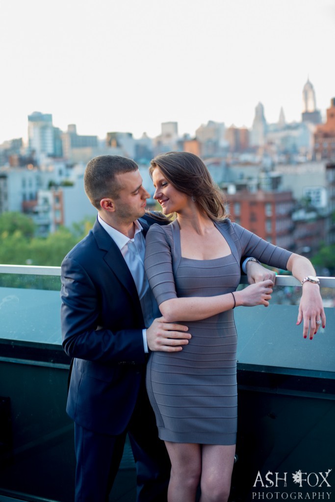 happy couple NYC balcony