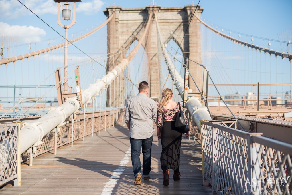 walking the Brooklyn Bridge after proposal