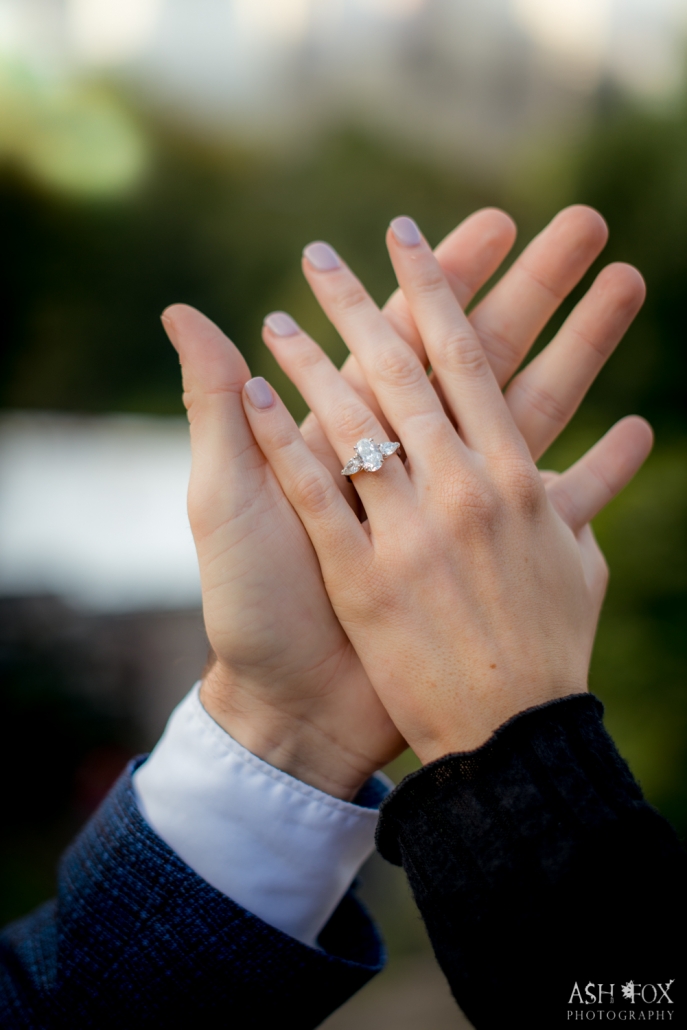 bride wearing engagement ring